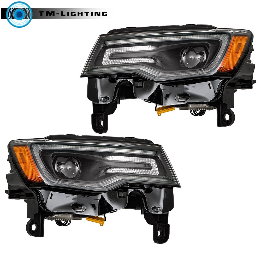 Projector For 2017-2021 Jeep Grand Cherokee Headlights Left&Right Black Halogen