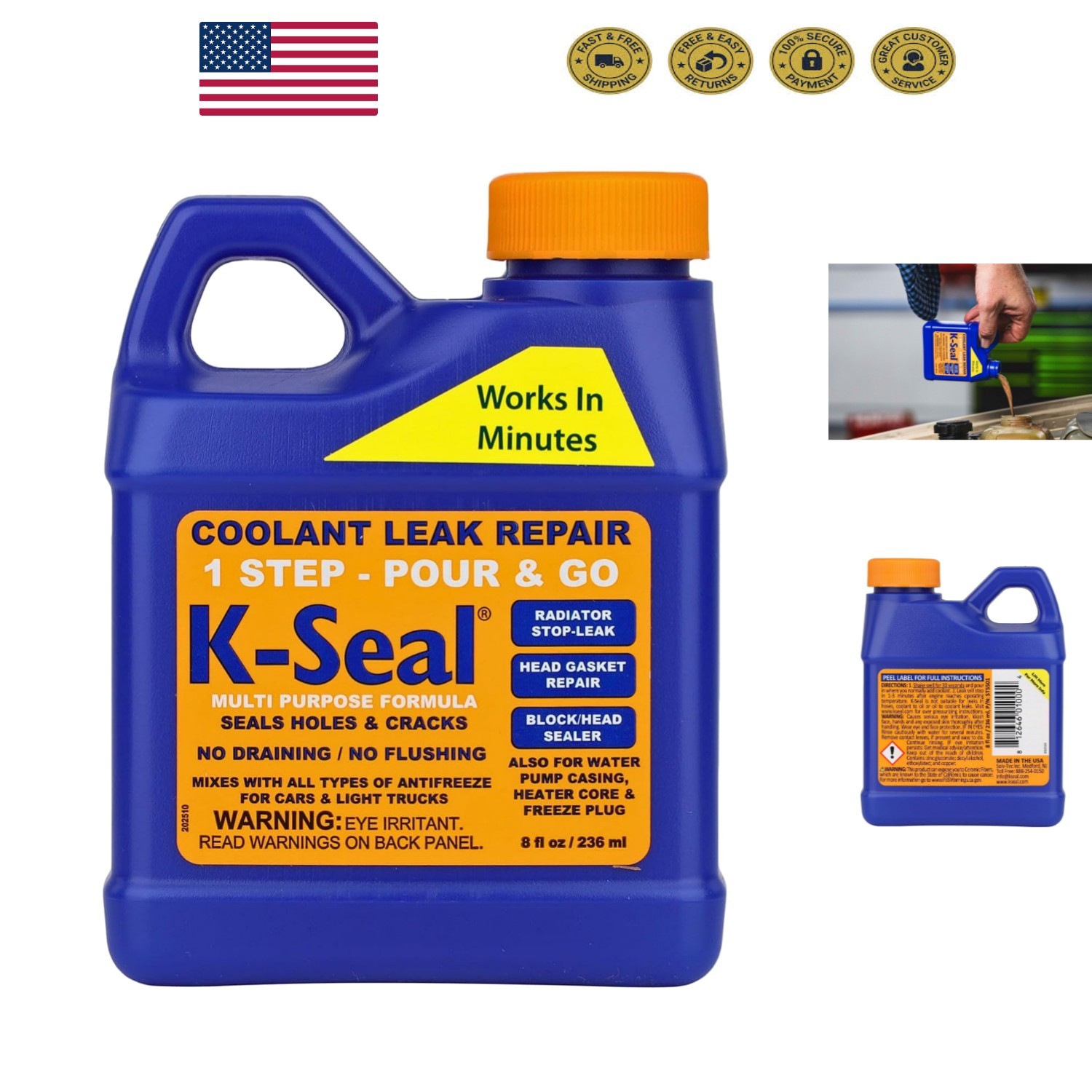 K-Seal Multi-Purpose Coolant Leak Repair 8oz - Quick Fix, No Flush Required