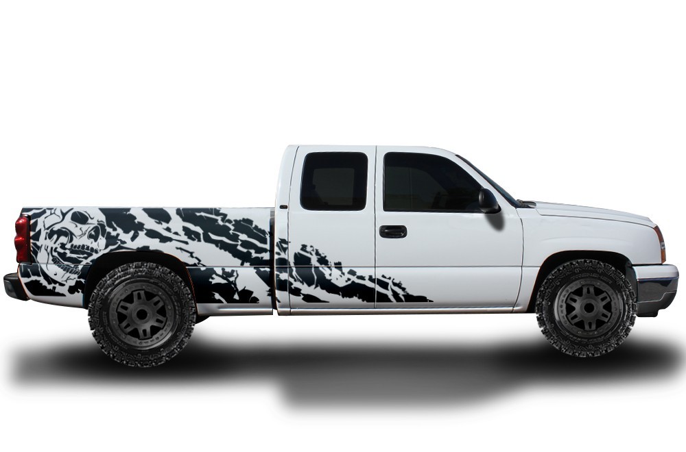Vinyl Decal Wrap Kit NIGHTMARE fits 99-07 Chevy Silverado 1500 Extended Cab MBlk
