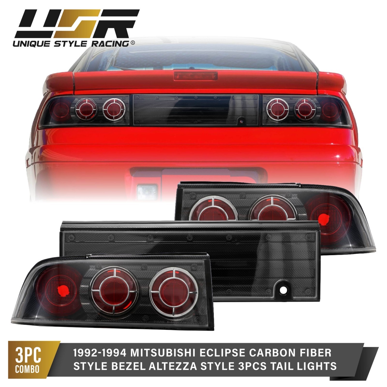 DEPO Carbon Fiber Look Rear Tail Lights For 1992-1994 Mitsubishi Eclipse GST GSX DEPO Carbon Fiber Look Rear Tail Lights For 1992-1994 Mitsubishi Eclipse GST GSX