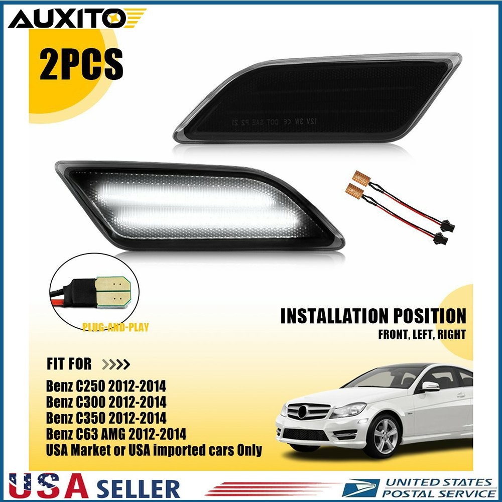 LED Bumper Side Marker Lights For 12-14 Mercedes Benz W204 C250 C300 C350C-Class