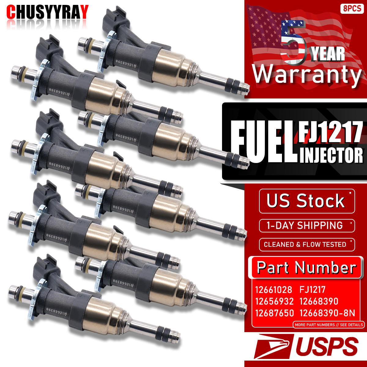 Set(8) Fuel Injectors For 2015-2017 Chevrolet Tahoe 5.3 L V8 #12656005