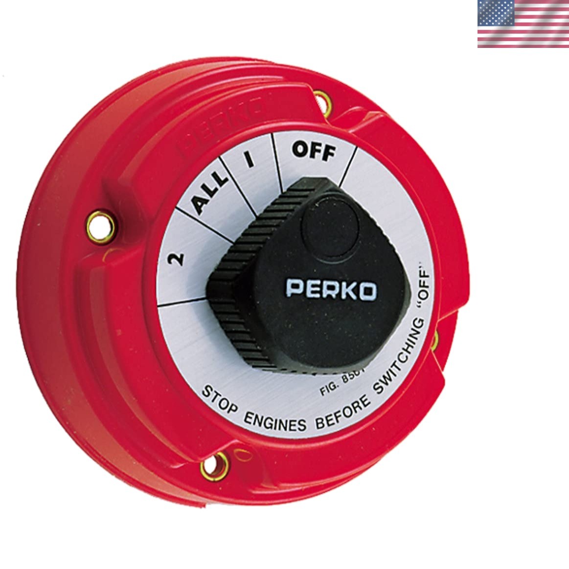 Perko 8501dp Rotary Battery Selector Switch Red - 250A Safe Marine Power Control