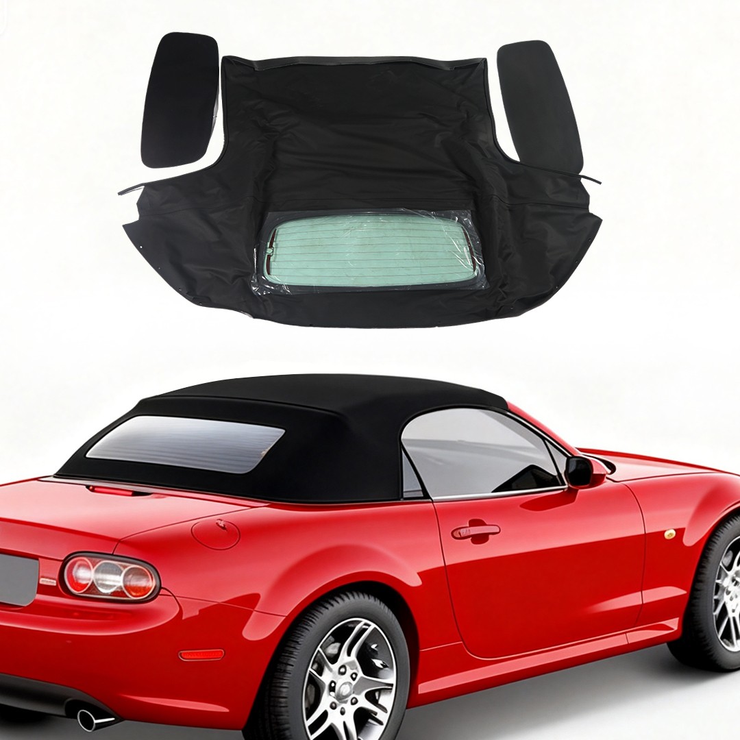 Fits 2006-2015 Mazda Miata Convertible Soft Top w/ DOT Heated Glass Black Fits 2006-2015 Mazda Miata Convertible Soft Top w/ DOT Heated Glass Black