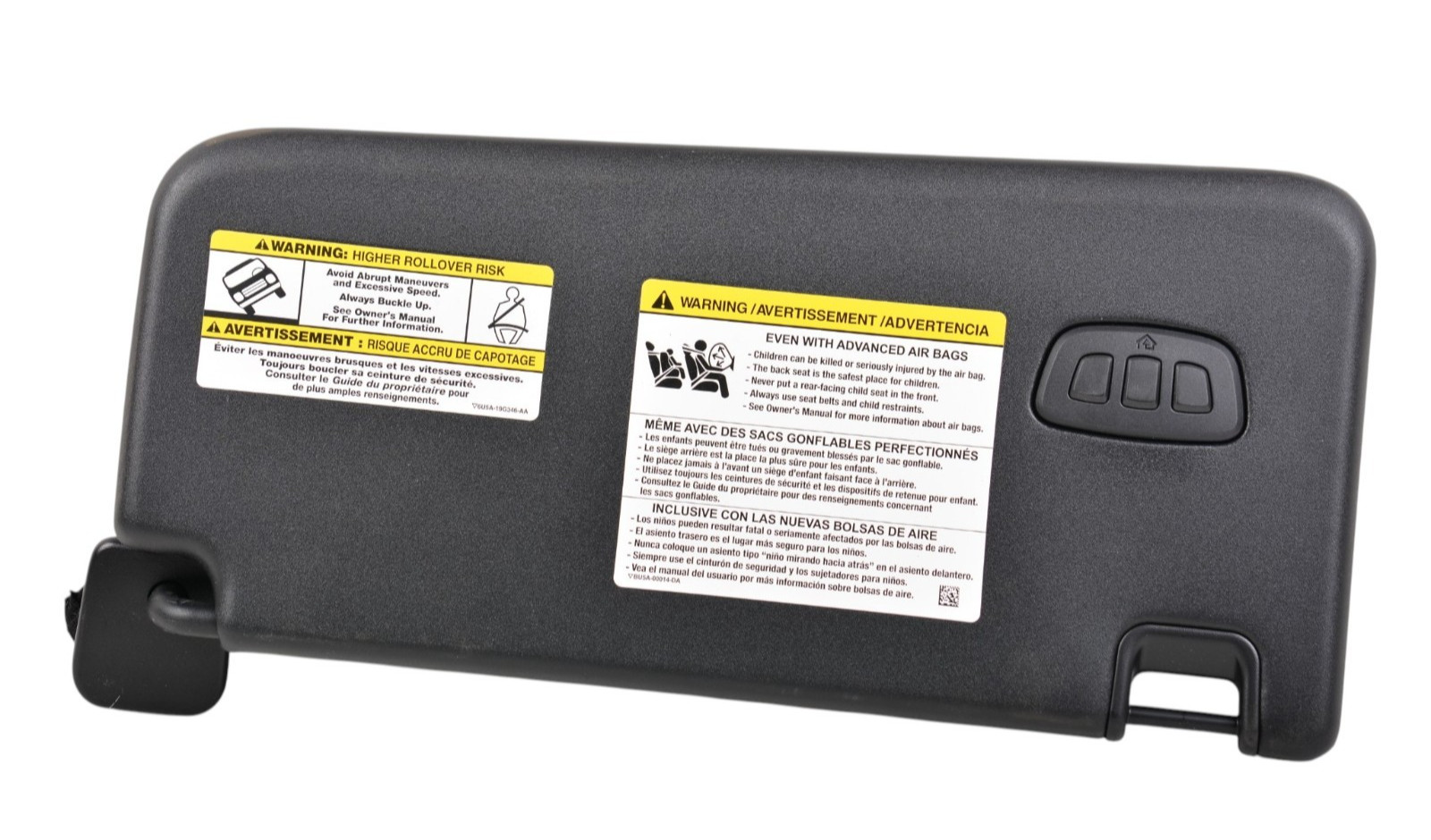 OEM 2021-2026 Ford Bronco Driver Sun Visor w/ Homelink Black M2DB-S04101-CF319W OEM 2021-2026 Ford Bronco Driver Sun Visor w/ Homelink Black M2DB-S04101-CF319W