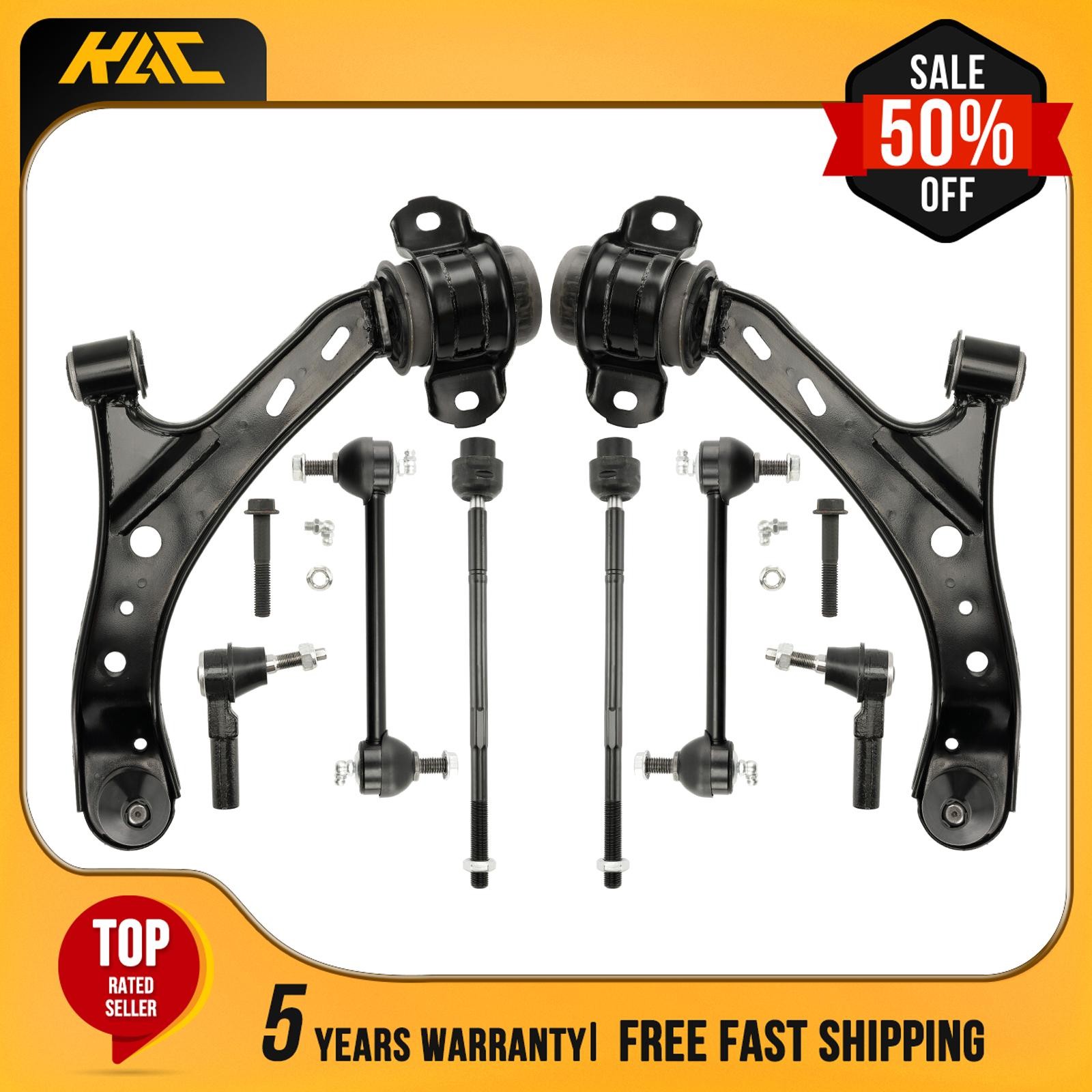 8pcs For 2005-2009 2010 Ford Mustang Front Lower Control Arms Tie Rods Sway Bars