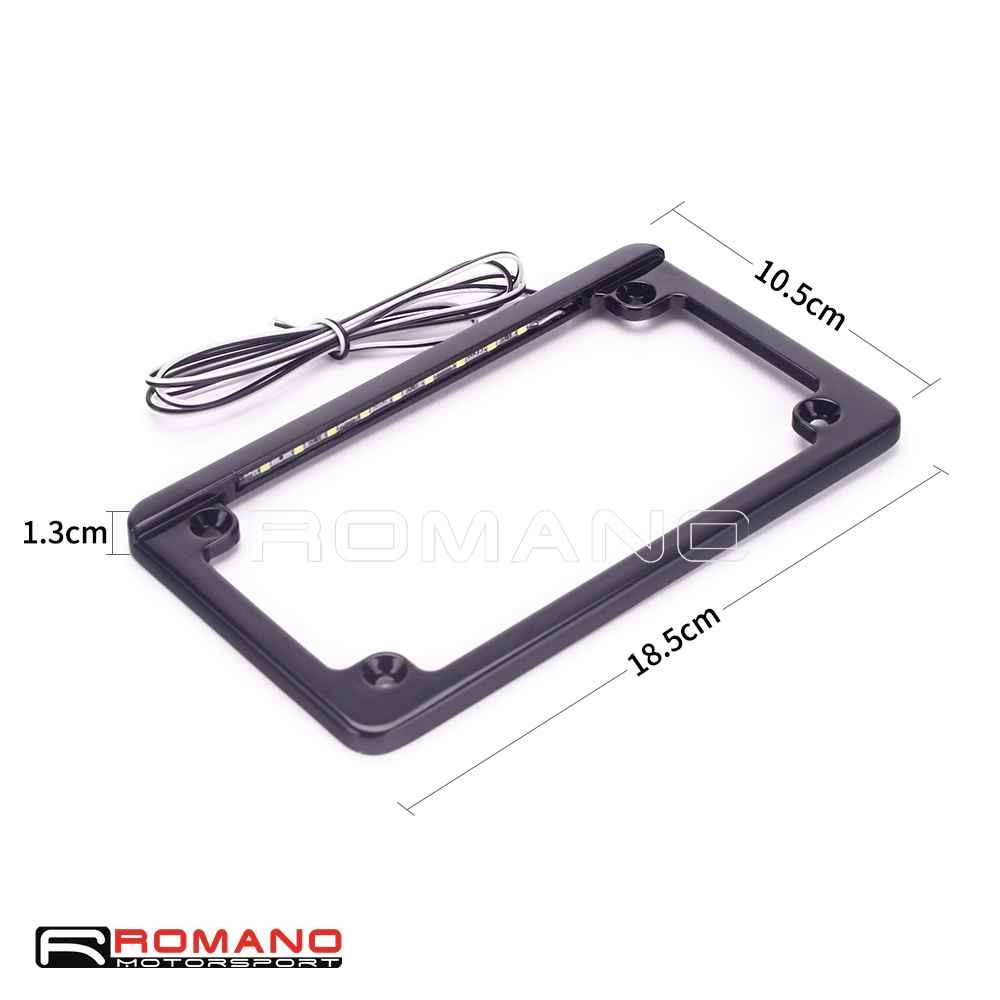 Motorcycle Flat License Plate Frame Brackets w/ LED Light Universal For Harley