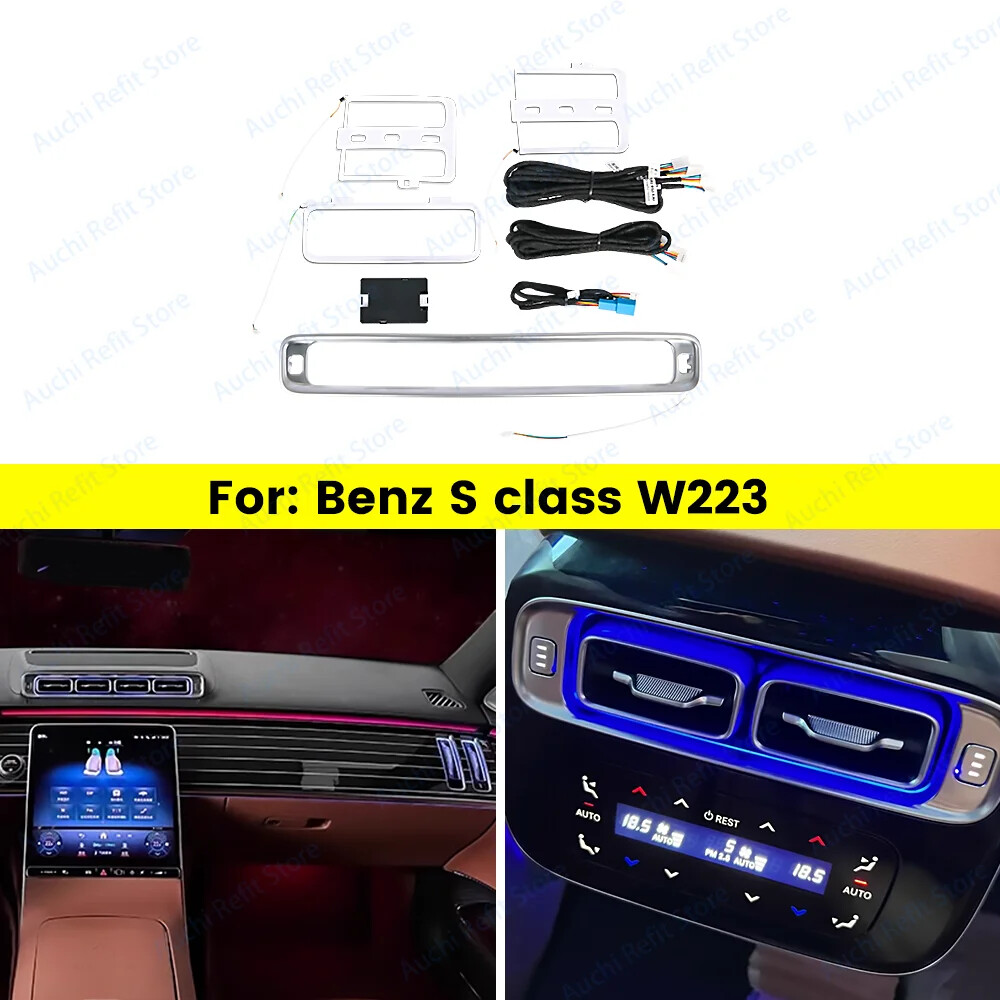 64 Colors LED Car Ambient Light For Benz S-Class W223 Front Rear Air Vent Cover