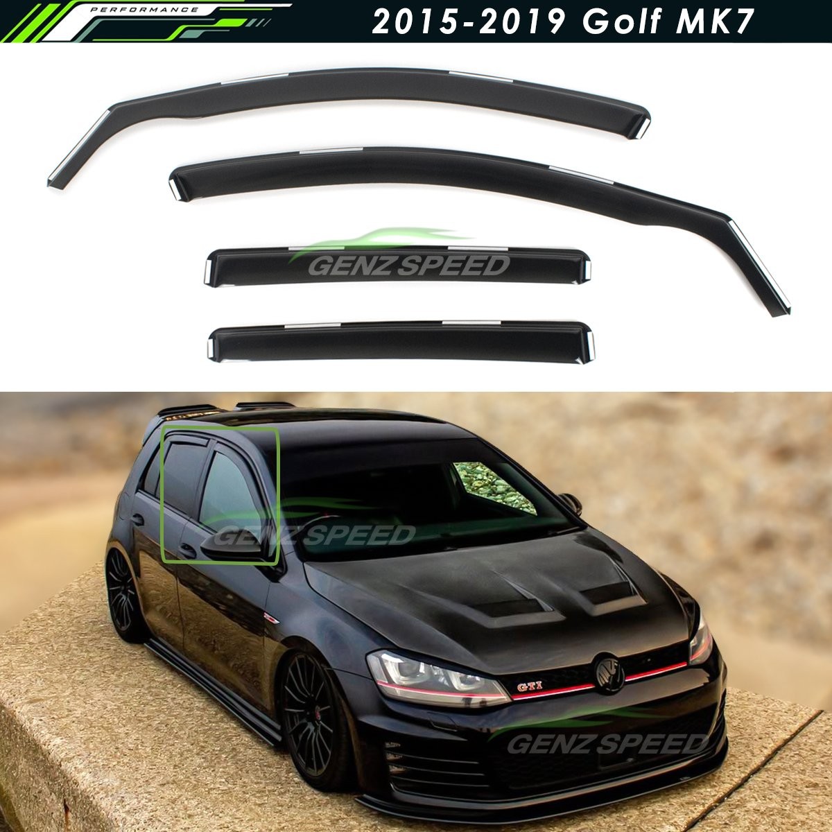 For 2015-2019 Golf 7 MK7 In-Channel Rain Guards Window Visors Wind Deflectors