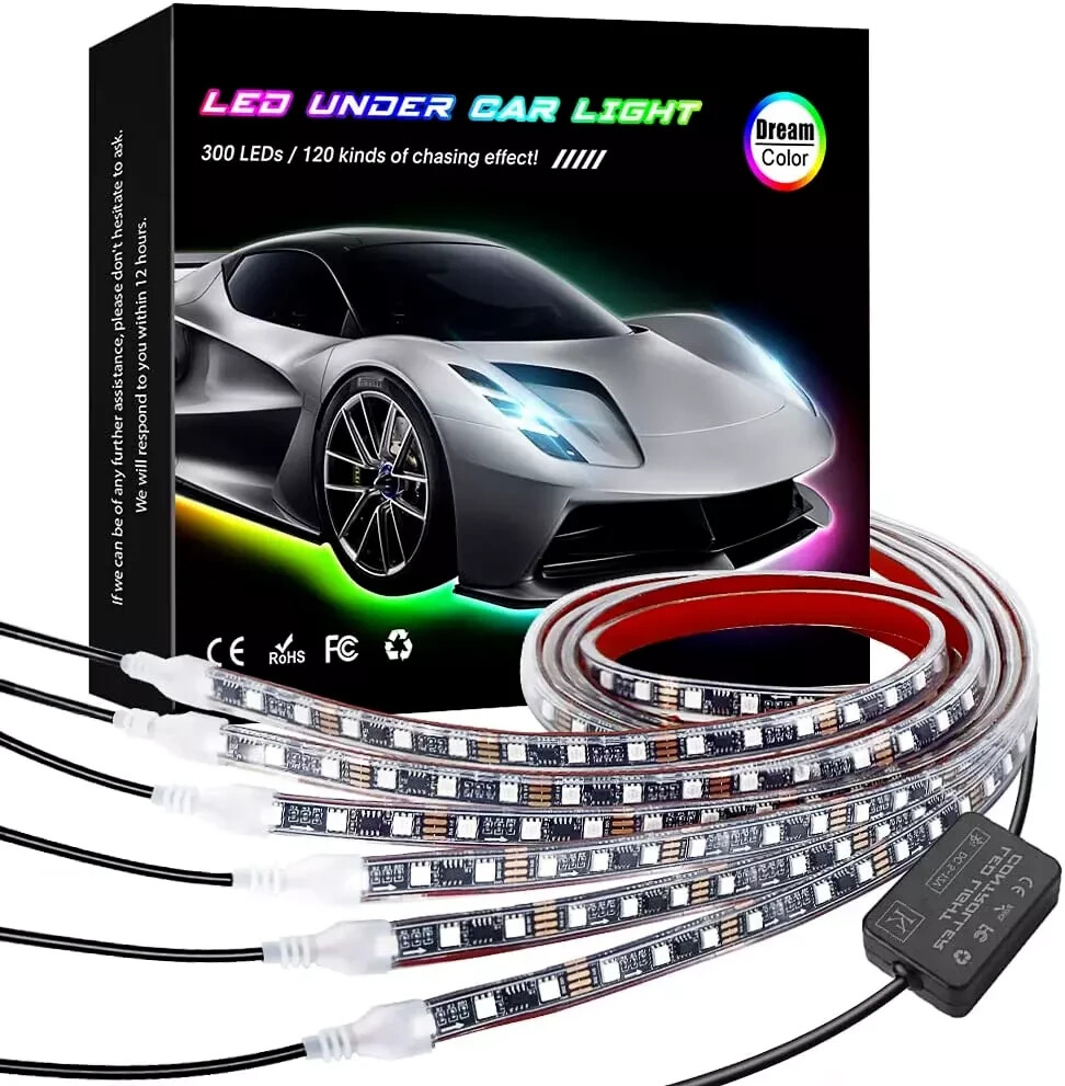 KORJO Car Underglow Lights, 6 Pcs Bluetooth Led Strip Lights with Dream Color