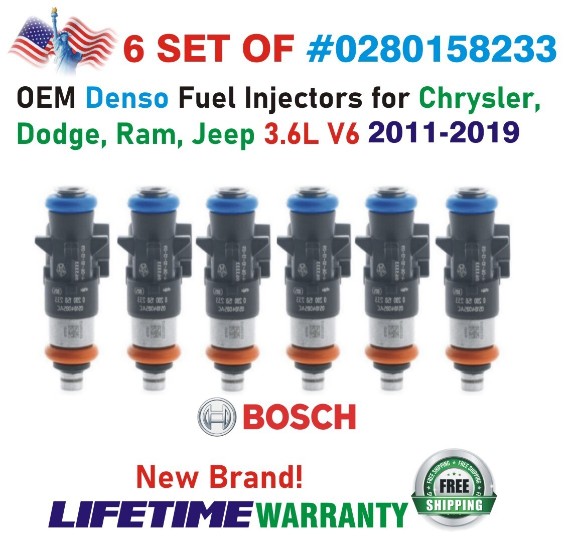 NEW OEM Bosch x6 Fuel Injectors for 2011-2019 Chrysler, Dodge, Ram, Jeep 3.6L V6