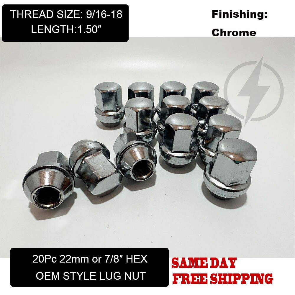 20Pc Chrome 9/16-18 OEM Factory Style Lug Nuts For Dodge Ram 1500 Durango Dakota