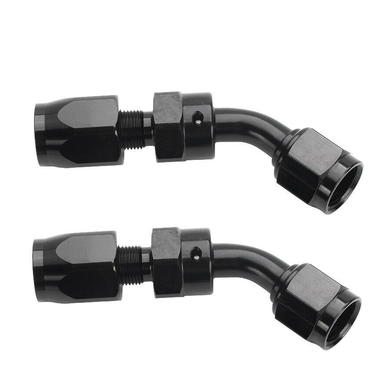 2PCS AN6 -6AN Black Universal 45 Degree Swivel Hose End Fitting Adaptor For Fuel
