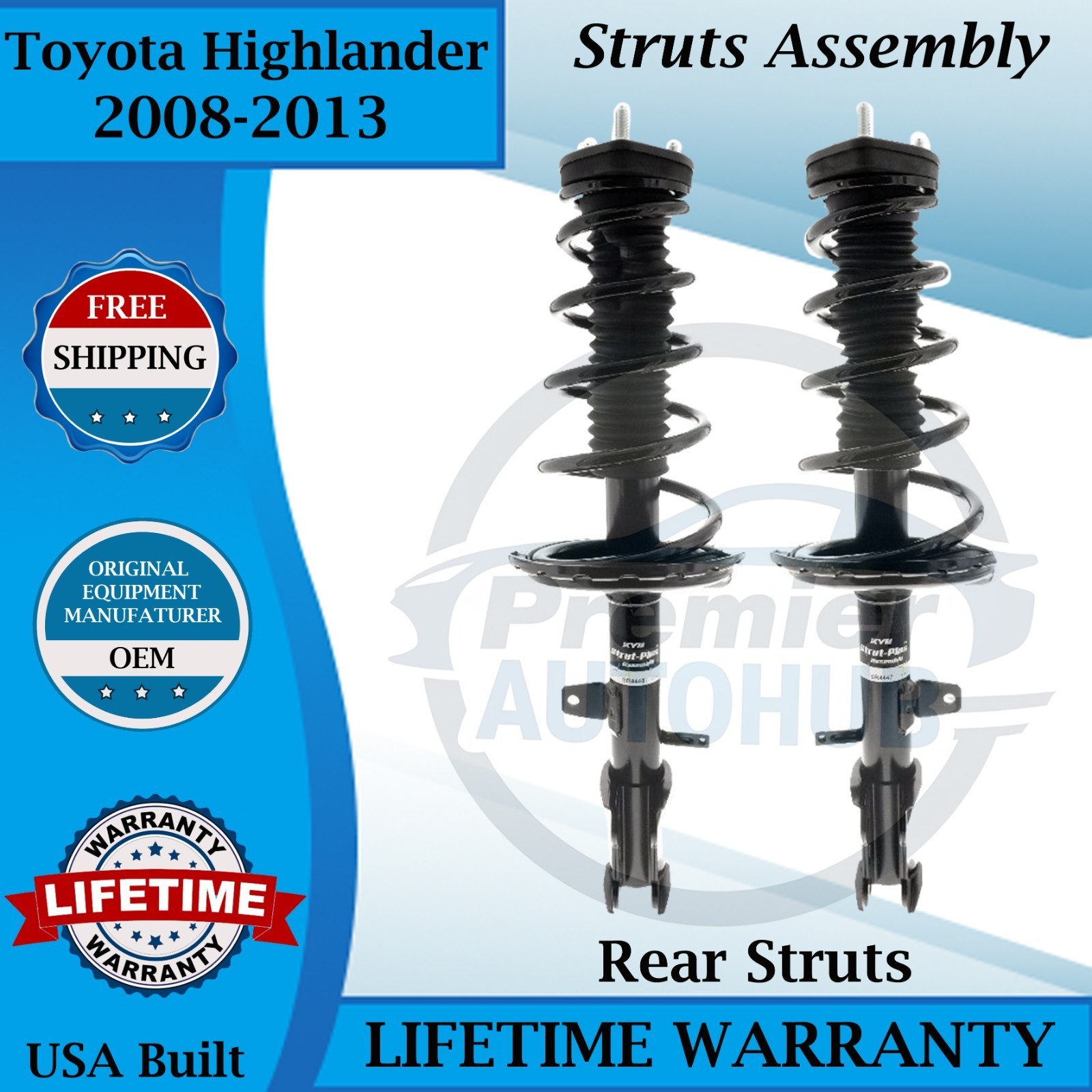 KYB Genuine OEM Rear Struts For 2008-2013 Toyota Highlander Lifetime Warranty