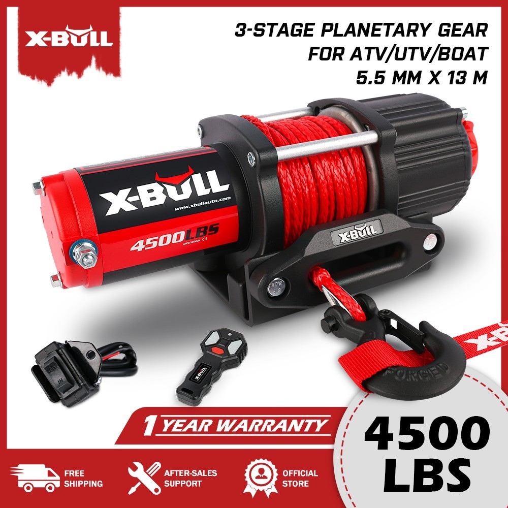 X-BULL ATV UTV Winch 4500LBS 12V Electric 4WD Synthetic Rope Tow Boat 4x4 X-BULL ATV UTV Winch 4500LBS 12V Electric 4WD Synthetic Rope Tow Boat 4x4