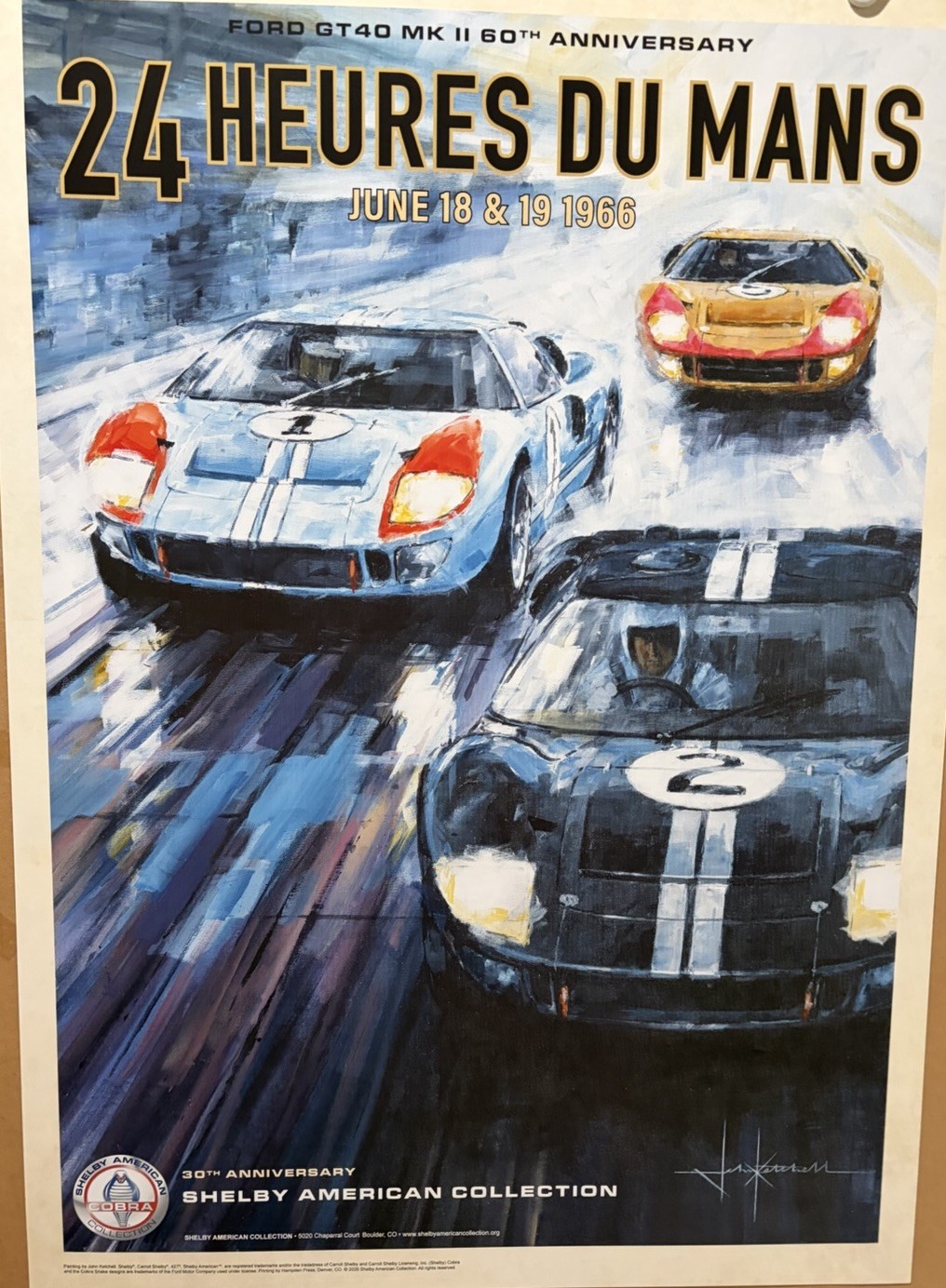 24hrs DuMans- 1966 Ford GT 40 MKII 60th Anniv.  Org.2 Set SAC Event Car Poster