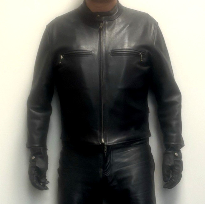 Hillside USA Thick Black Cowhide Leather CAFE Racer Jacket Size 40
