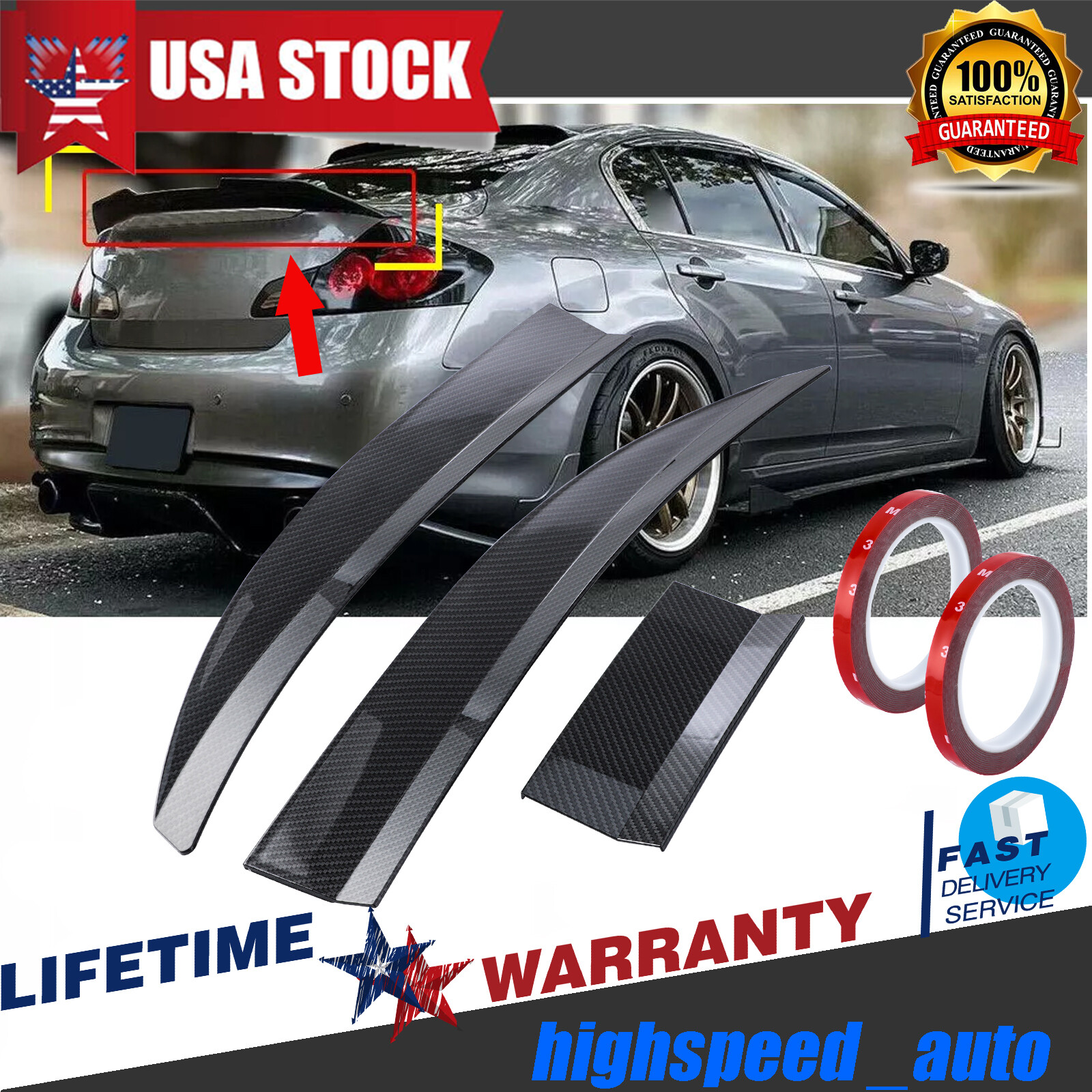 Universal Adjustable Spoiler Wing Sedan Spoiler Lip Trunk Rear 45