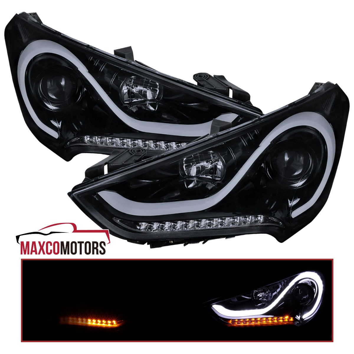 Smoke Fits 2012-2017 Hyundai Veloster LED Projector Headlights Sequential Signal Smoke Fits 2012-2017 Hyundai Veloster LED Projector Headlights Sequential Signal