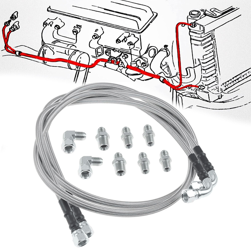 6AN SS Braided Transmission Cooler Hose For Chevy Ford GM TH350 700R4 Lines