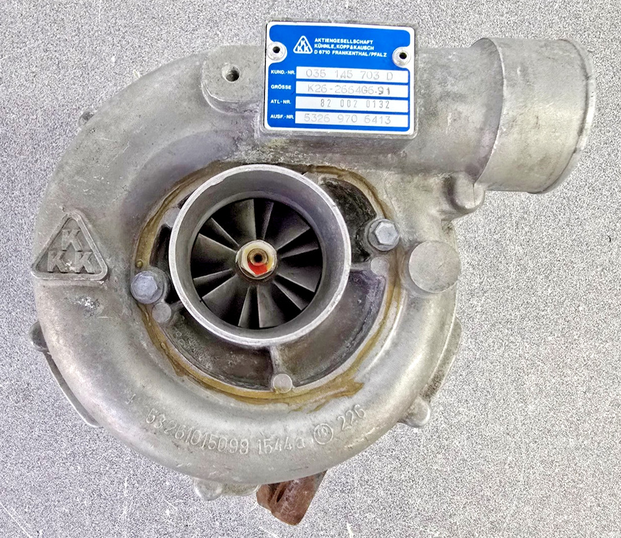 VERY NICE USED ORIGINAL AUDI 200 KUHNLE KOPP & KAUSCH KKK TURBOCHARGER #24
