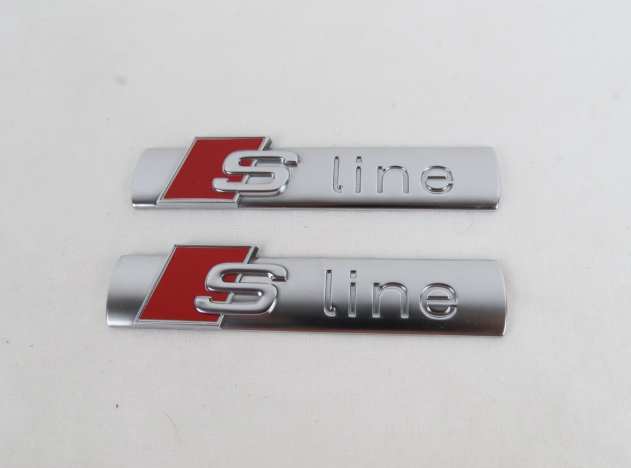 Audi S Line Emblems A3 A4 A5 A6 A7 Red/Silver Front Fender Badge Logo Nameplate