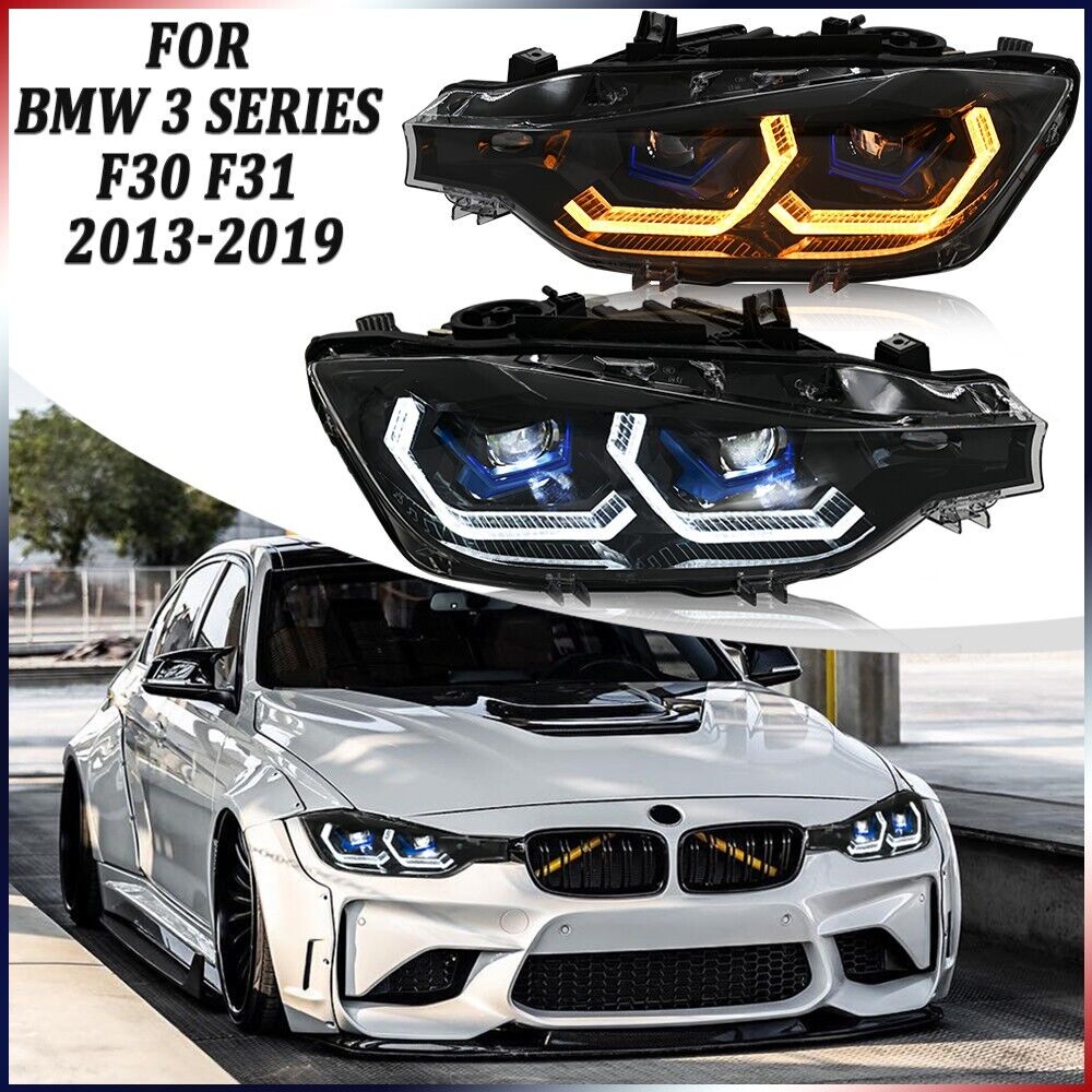 Pair Full LED Headlight For BMW 3 Series F30 F31 2013-2019 Front Lamps Assembly
