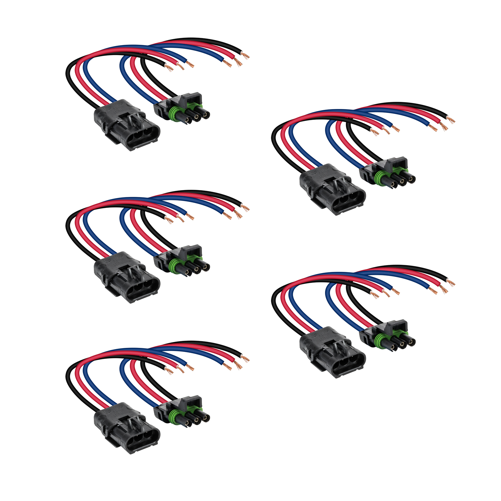 5pc OLS 3-Wire Weather Pack Connector Kit Assembled with 10