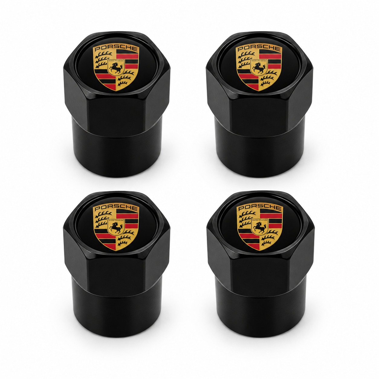 4PCS Black Hex Tire Valve Stem Caps Compatible with Porsche Models