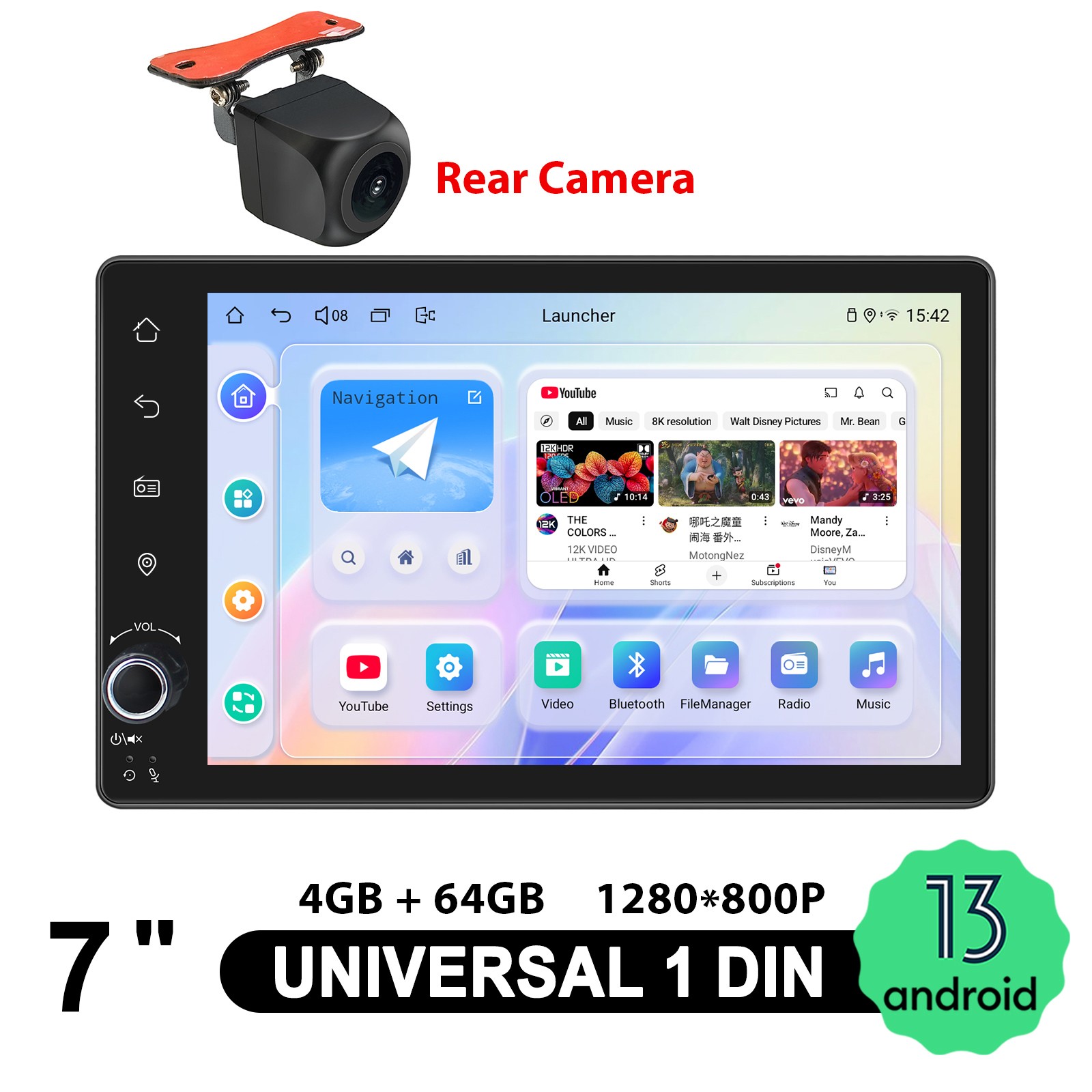 HD JOYING Android 13 7 inch Single Din Car Stereo with Navigation Volume Knob 