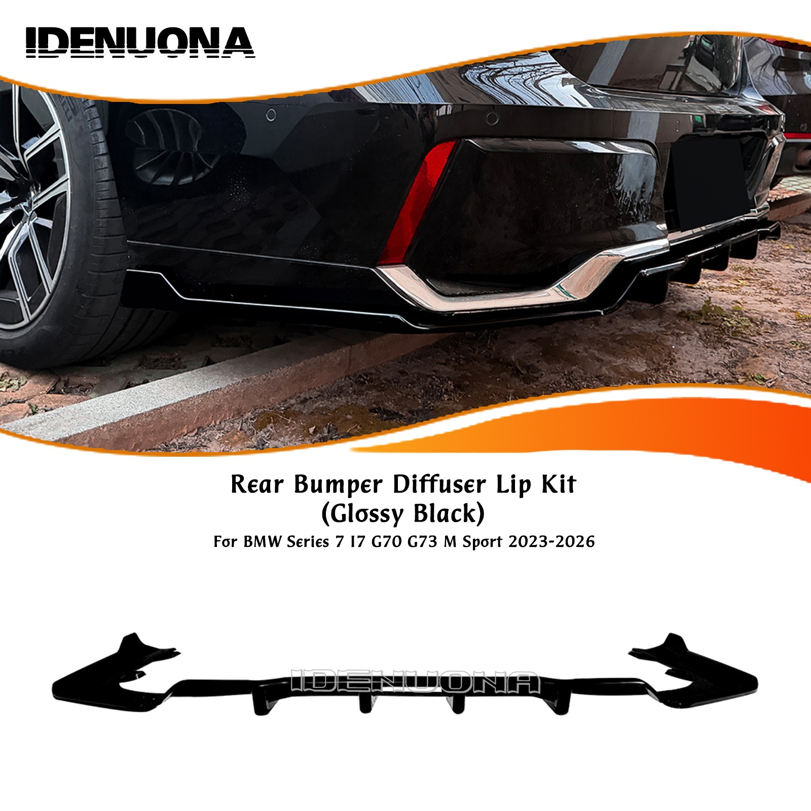 1x Gloss Black Rear Bumper Diffuser Lip Fit For BMW i7 G70 G73 M Sport 23-26