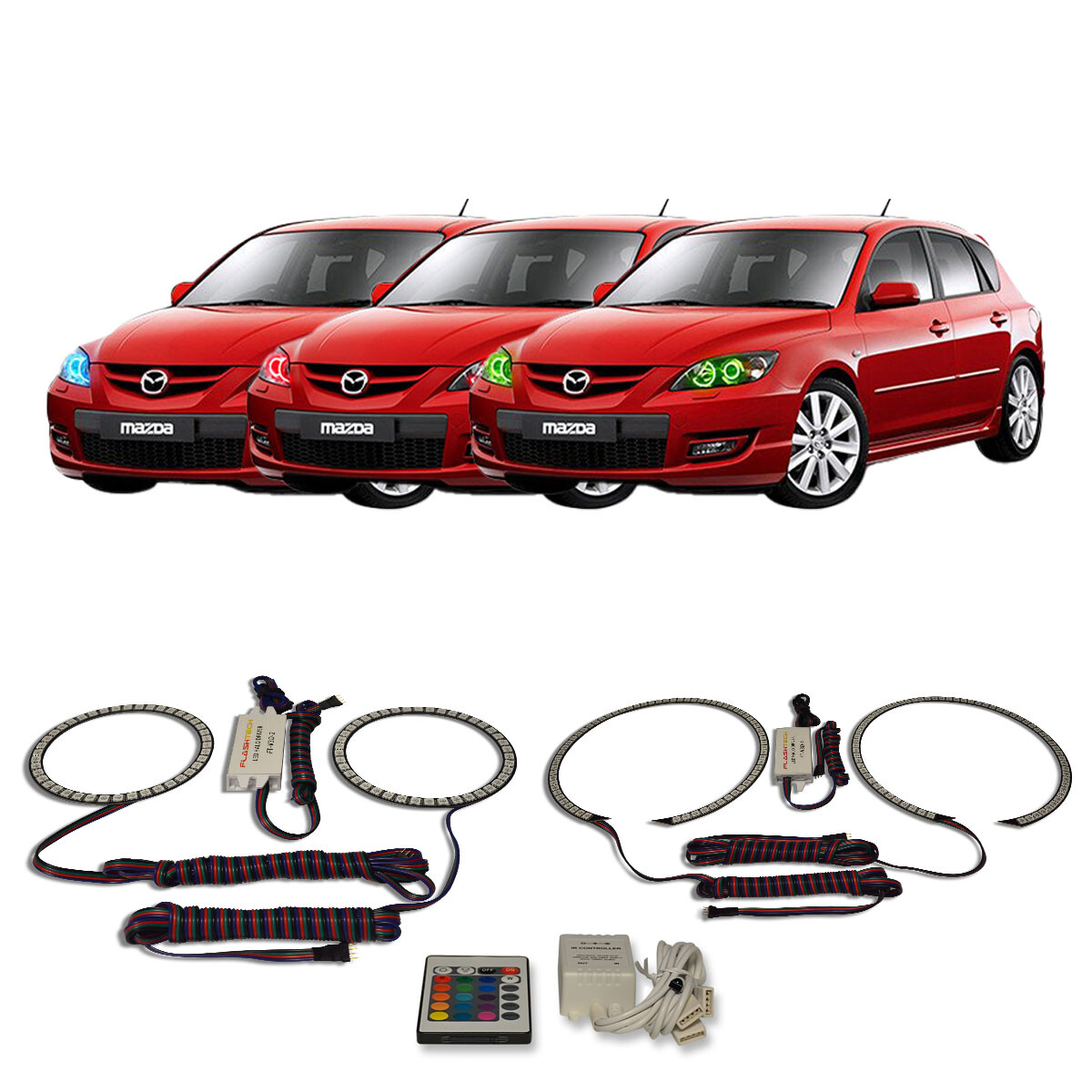 RGB Multi Color IR Headlight Halo kit for Mazda 3 04-09