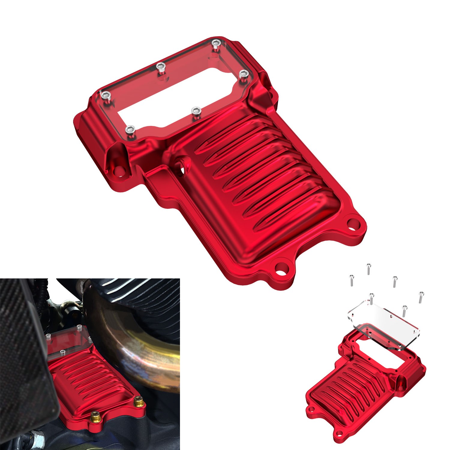 Aluminum Red Transmission Top Engine Cover Fits Harley 2008-17 Softail FLDE FLSB Aluminum Red Transmission Top Engine Cover Fits Harley 2008-17 Softail FLDE FLSB