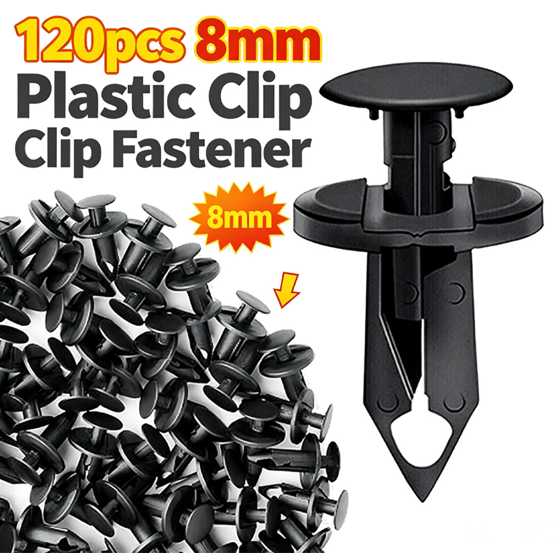 120Pcs 8mm Car Bumper Retainer Clips Push Type UTV ATV Fender Push Clips