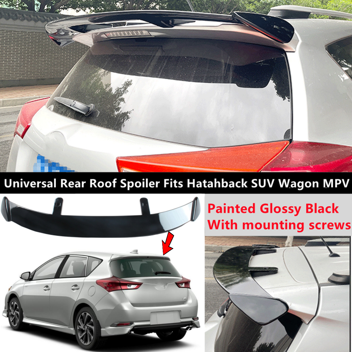 Universal Gloss Black Rear Roof Spoiler Wing Fit For Toyota Corolla iM 2017-2018