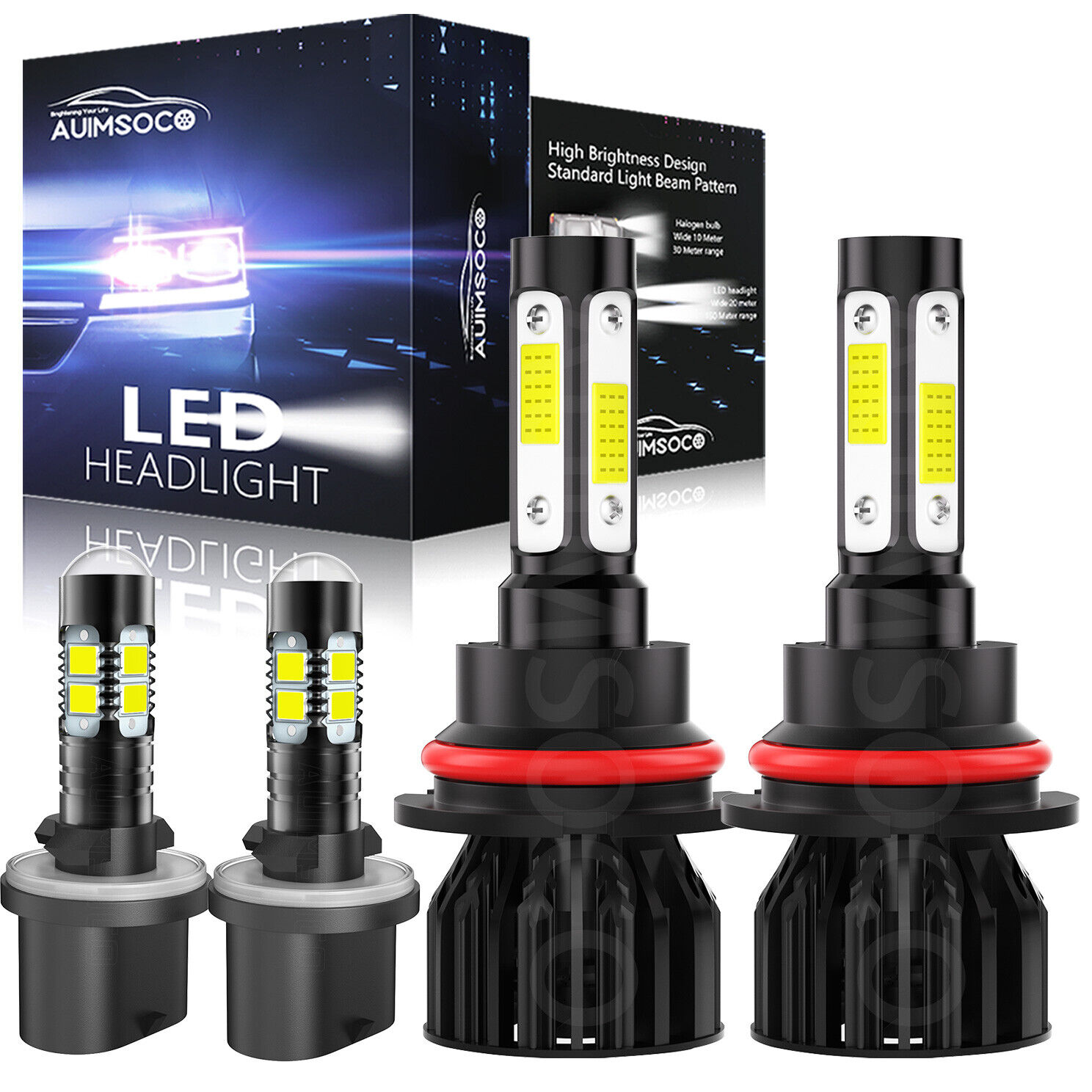 For Ford Mustang 1994-2004 LED Headlights High Low Beam + Fog Lights Bulbs Kit