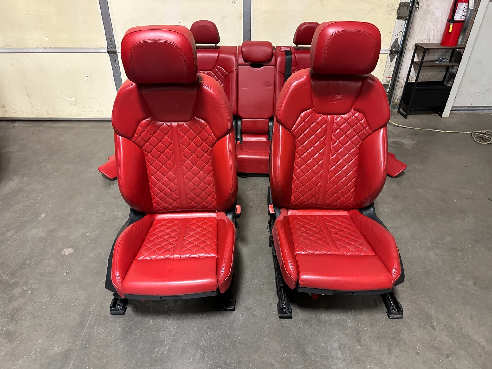 2018-24 Audi Q5 SQ5 Complete Seat Set Front and Rear Red Leather Diamond Stiched