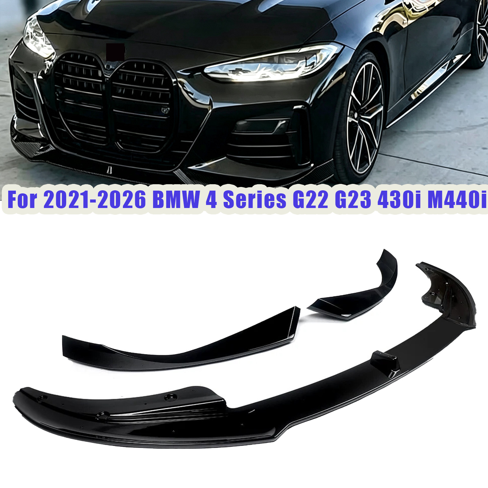 Front Lip Splitter For 2021-2026 BMW 4 Series G22 G23 430i M440i AC Style Front Lip Splitter For 2021-2026 BMW 4 Series G22 G23 430i M440i AC Style