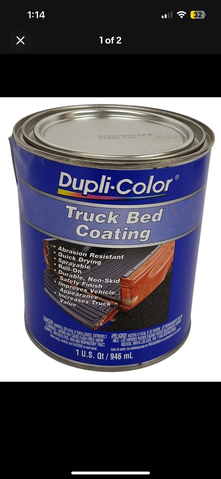 Dupli-Color TRQ254 Black 32 oz Poly Truck Bed Coating