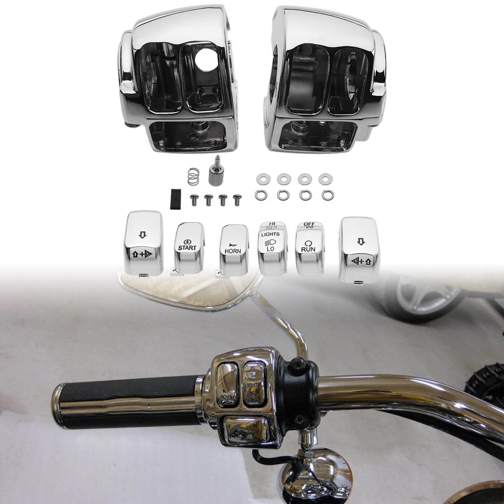 6X Chrome Switch Housings Cover Button Cap For Harley Sportster V-Rod Softail