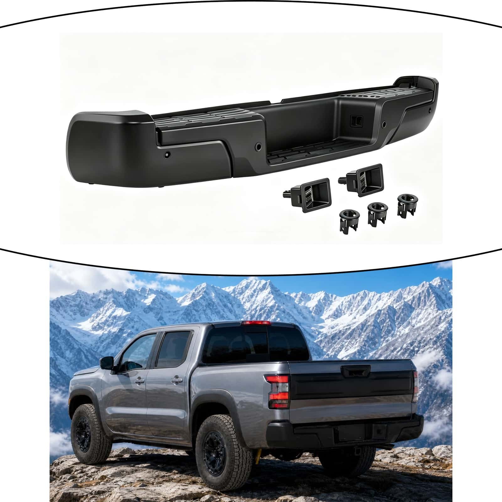 Fits 2022 2023 2024 2025 2026 Nissan Frontier Rear Step Bumper with Sensor Holes