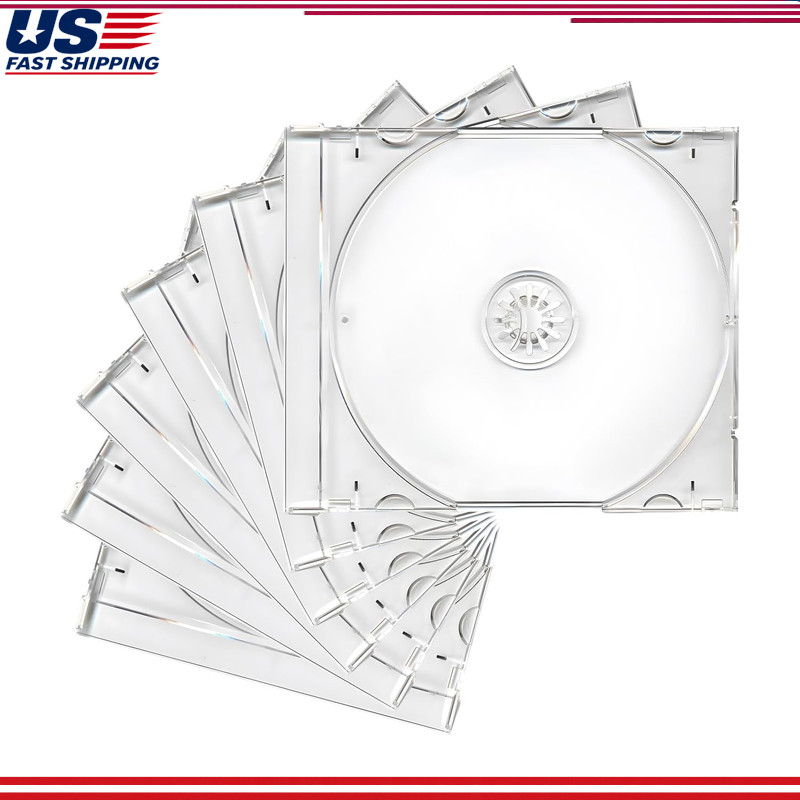 6 PCS Clear CD Jewel Case, 10 mm Thin Standard Single Assembled Tray, Square-Sha 6 PCS Clear CD Jewel Case, 10 mm Thin Standard Single Assembled Tray, Square-Sha