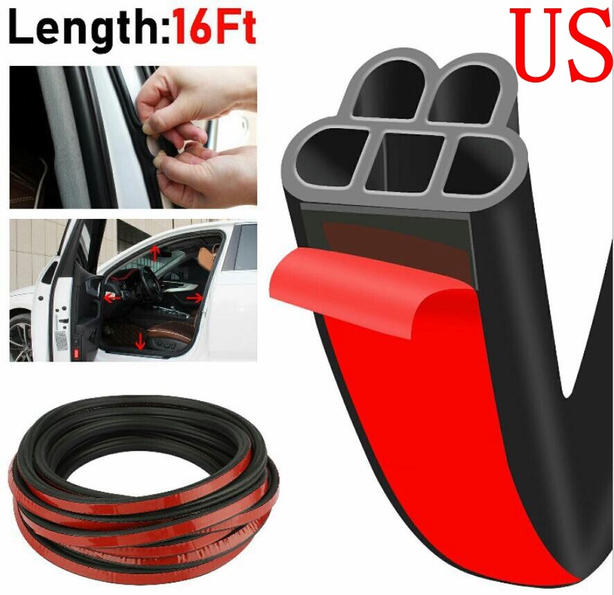 5M Universal Car Door Rubber Weather Seal Hollow Strip EPDM Noise Weatherstrip