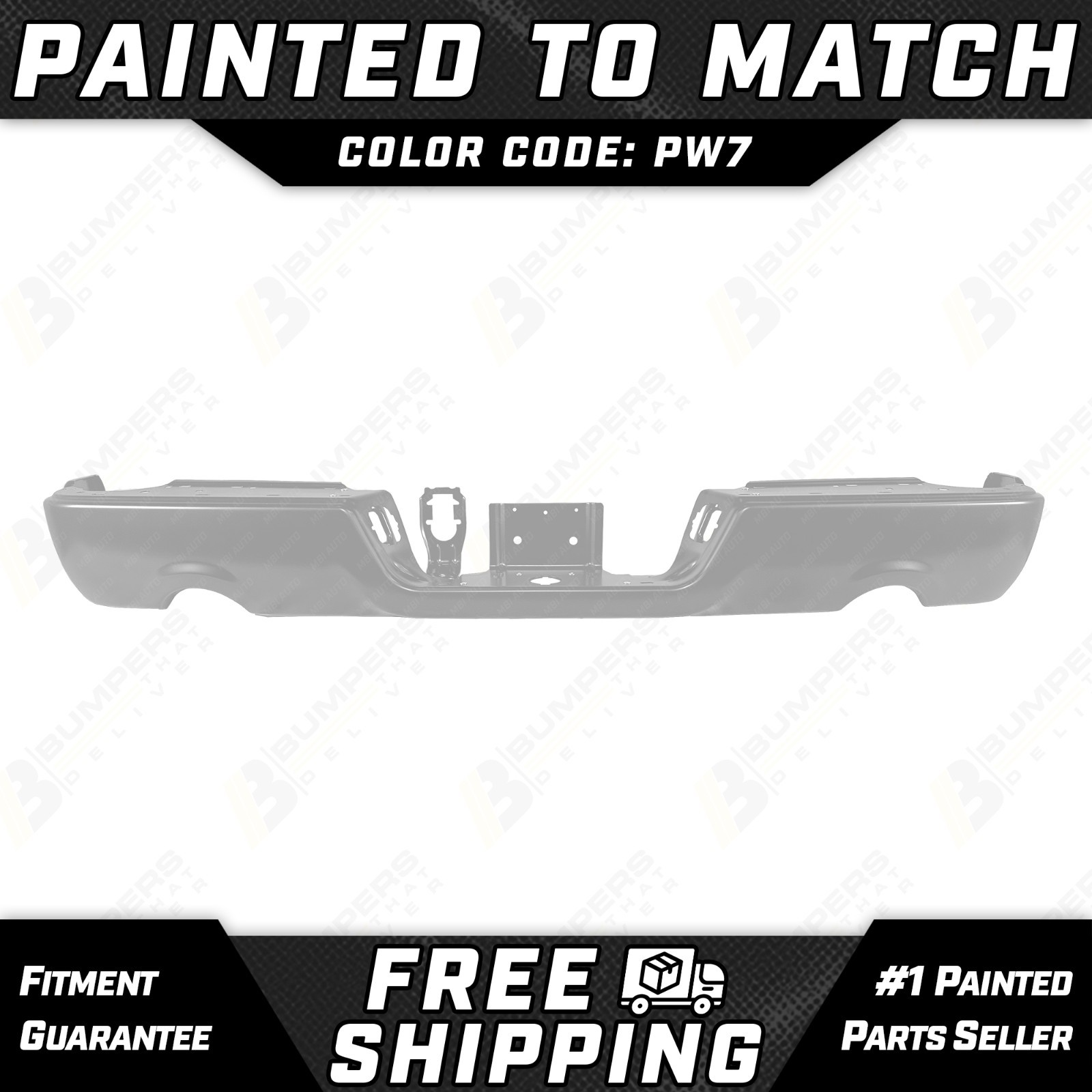 NEW Painted *PW7 White* Rear Bumper Face Bar for 2009-2018 RAM 1500 w/o Park