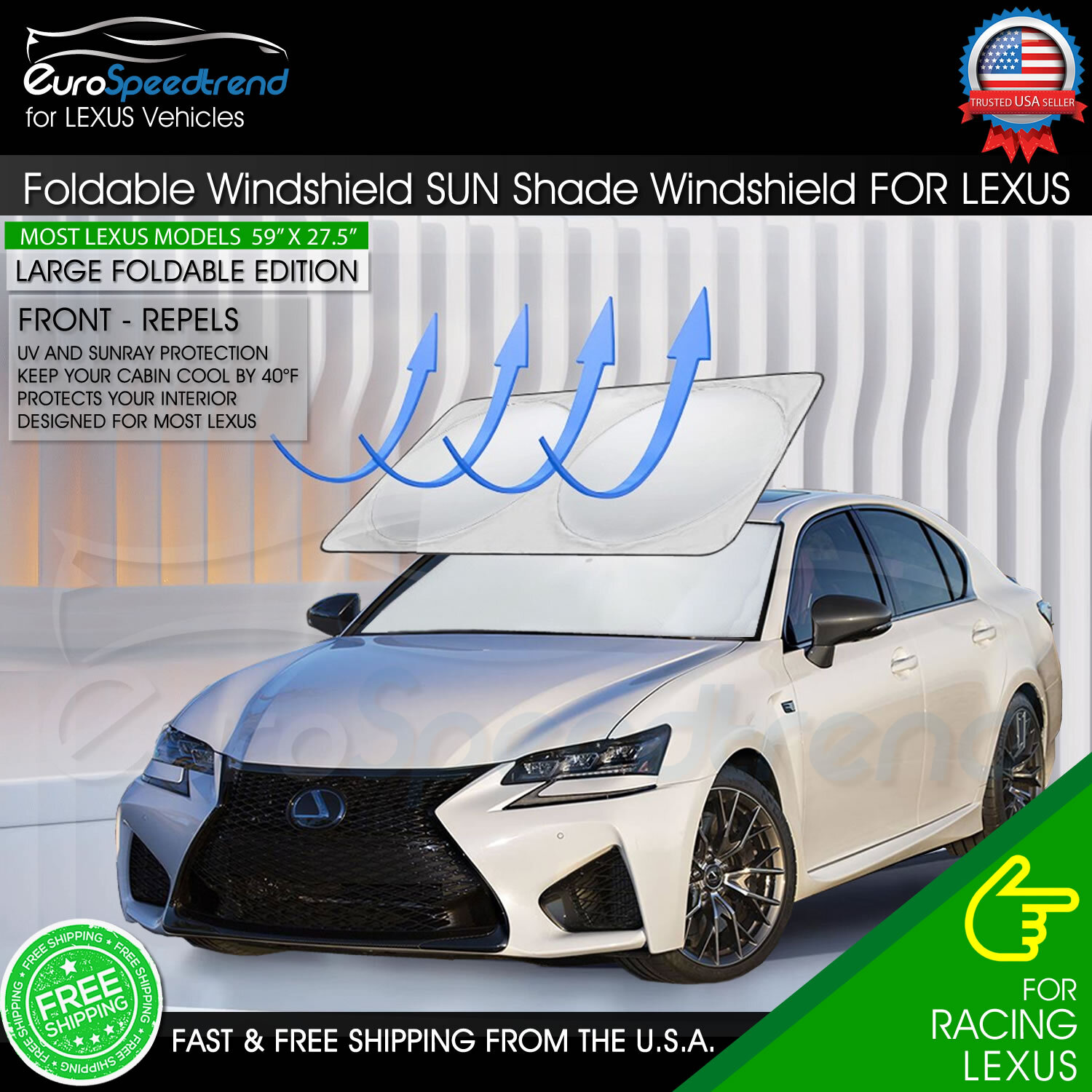 For Lexus Large Foldable Sun Shade Visor Windshield Cover UV Protection IS ES GS