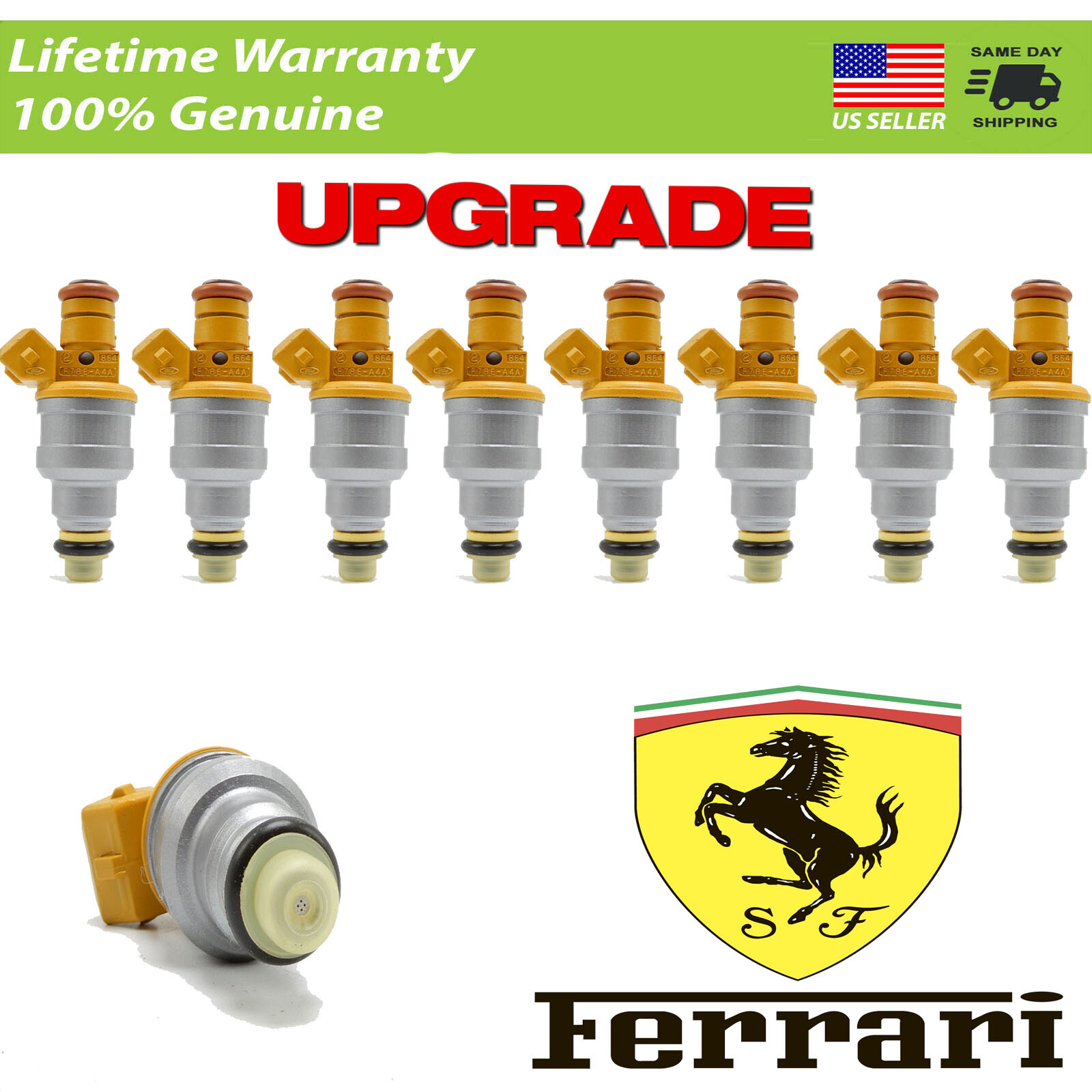 X8 GENUINE BOSCH FUEL INJECTORS 4-HOLE FERRARI 348 TB 1990 - 199 3.6  *UPGRADE*