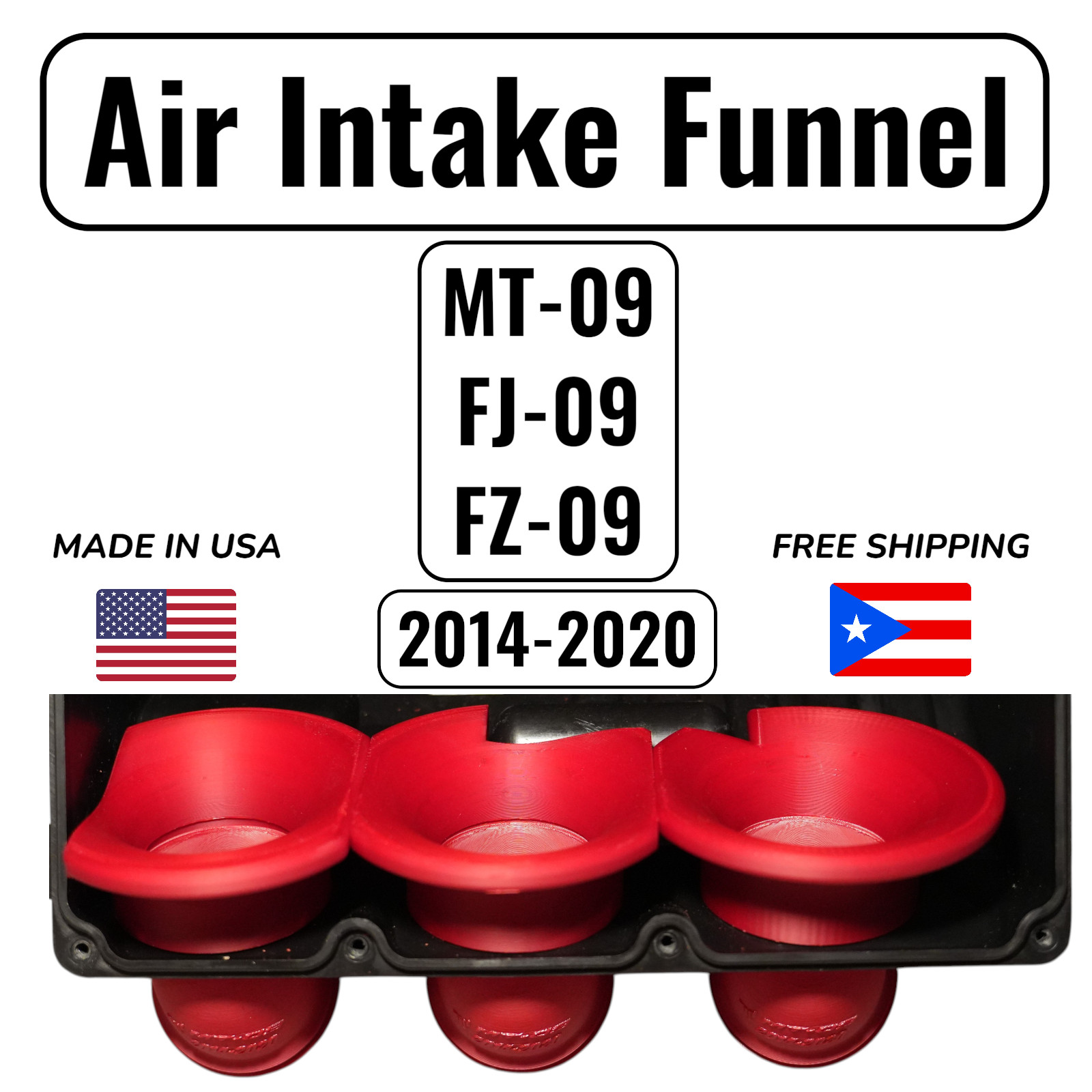 Velocity Stack Air Intake Funnel – Yamaha MT-09 / FJ-09 / FZ-09 (2014–2020) RED