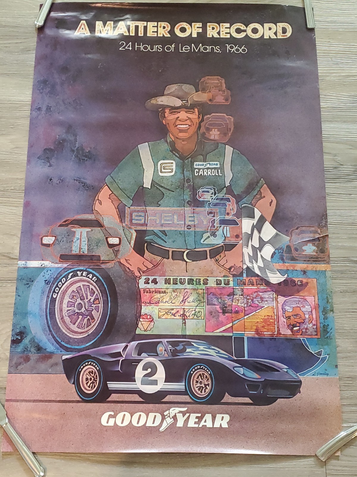 MATTER OF RECORD 24 HOURS OF LeMans 1966 CARROLL SHELBY Original Poster
