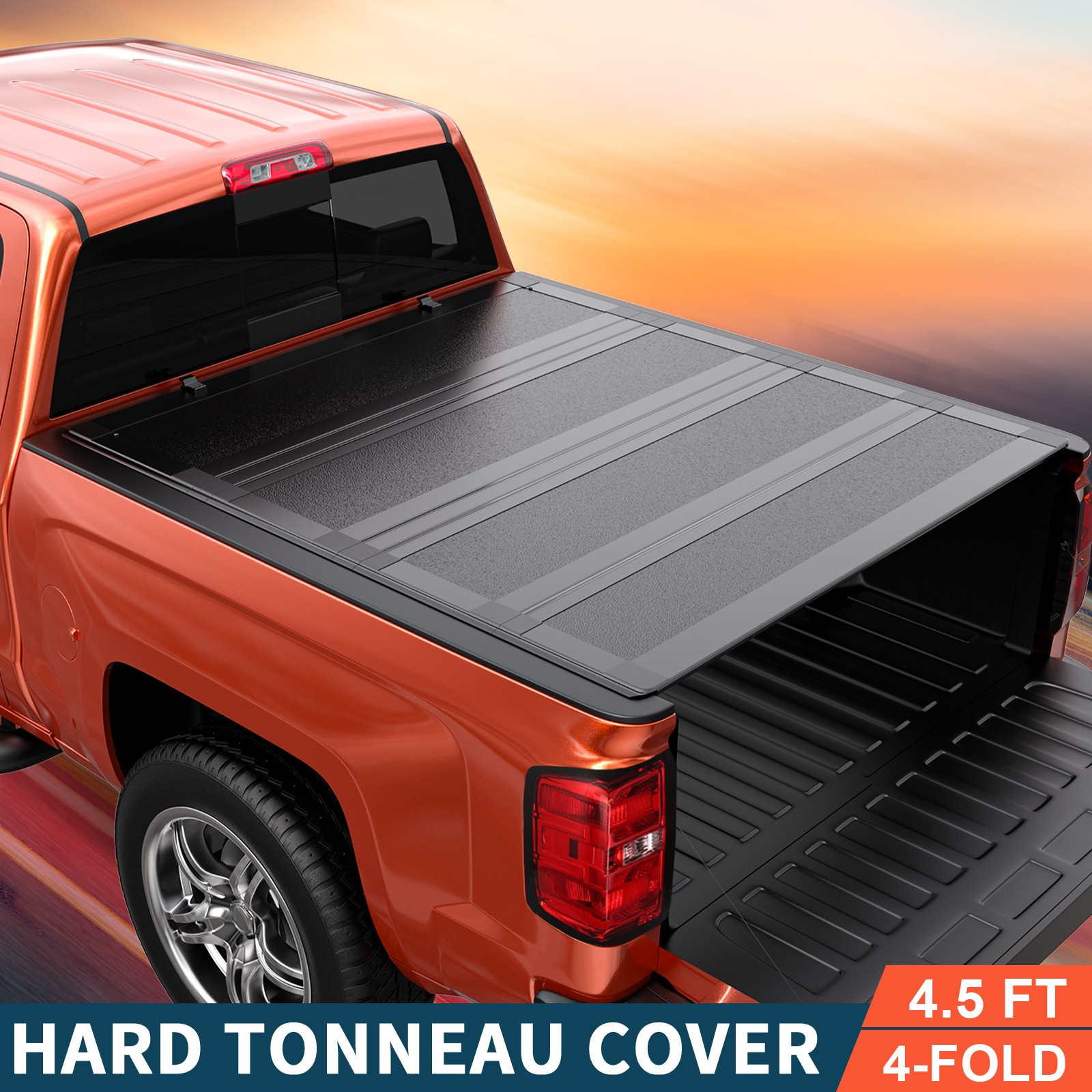 4.5FT FRP 4-Fold Low Pro Hard Truck Tonneau Cover For 2022-2025 Ford Maverick