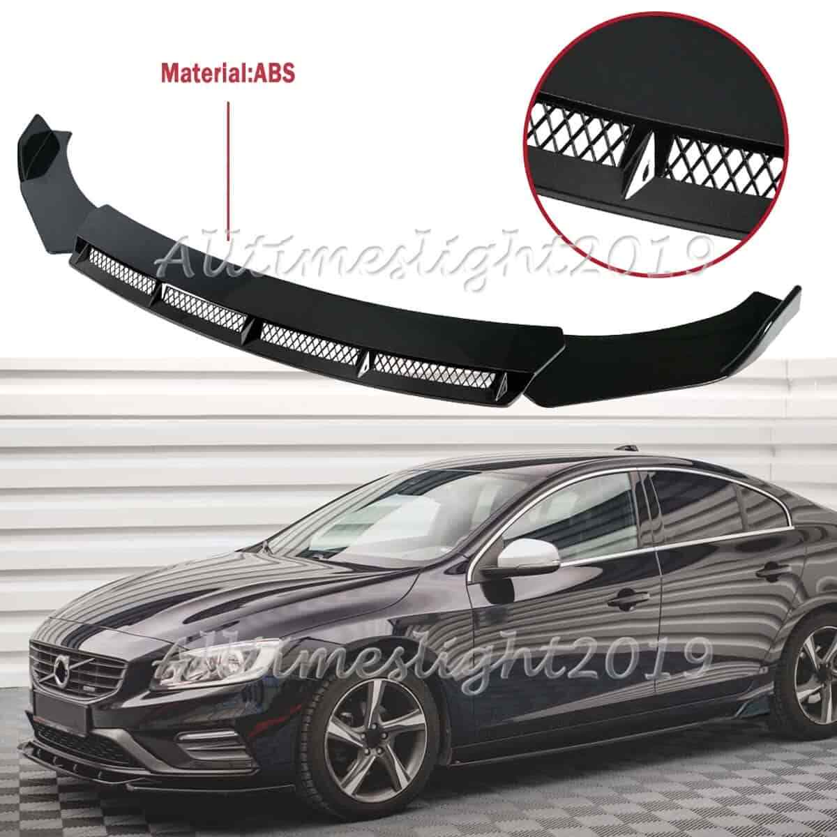 For Volvo S40 S60 S70 S80 Gloss Black Front Bumper Lip Spoiler Splitter Body Kit